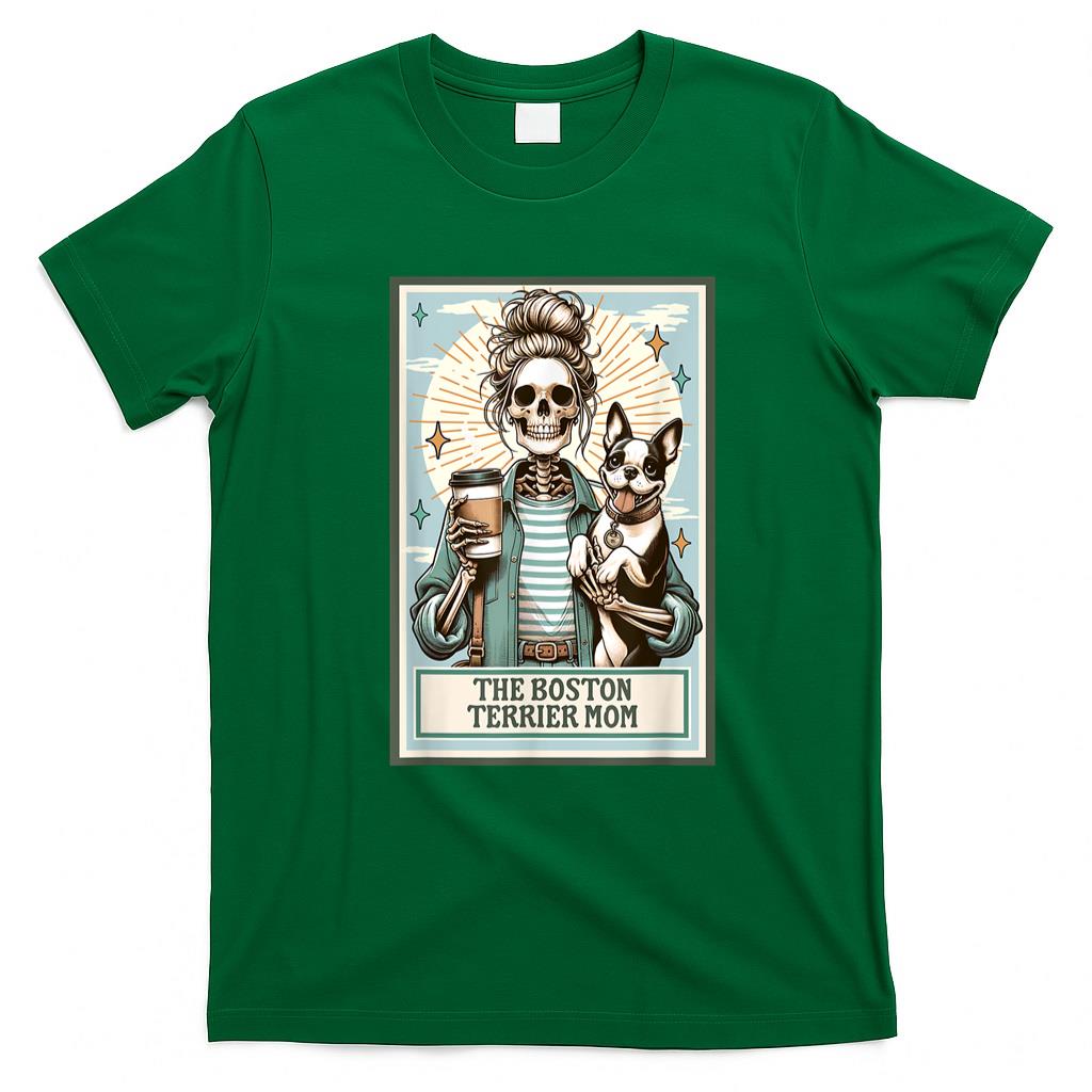 Pet Mom Halloween Shirt - The Boston Terrier Mom Skeleton Gift Spooky Season Halloween T-Shirt