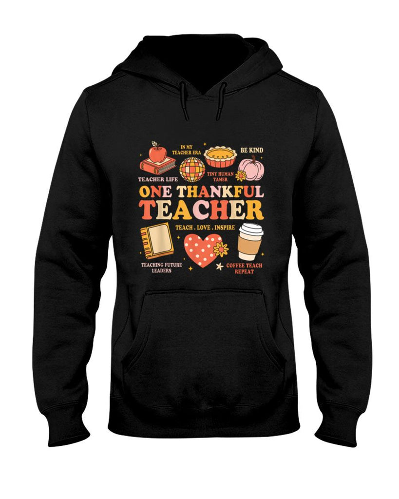 Groovy Teacher Thanksgiving Women One Thankful Teacher Fall T-Shirt