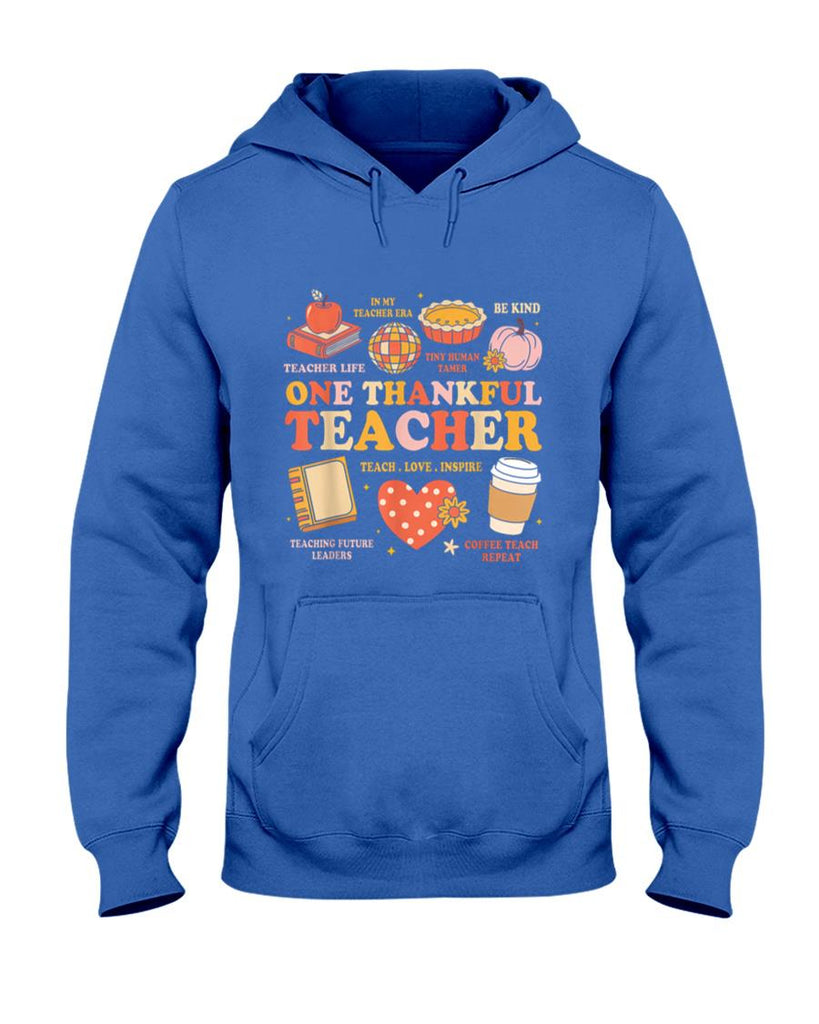 Groovy Teacher Thanksgiving Women One Thankful Teacher Fall T-Shirt