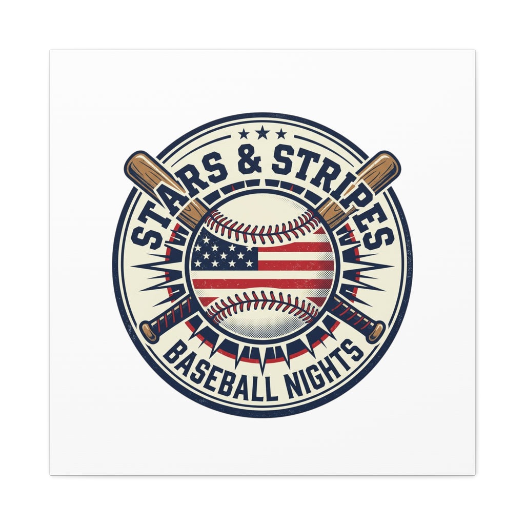 Stars & Stripes Baseball Nights Canvas | Patriotic Baseball Wall Art