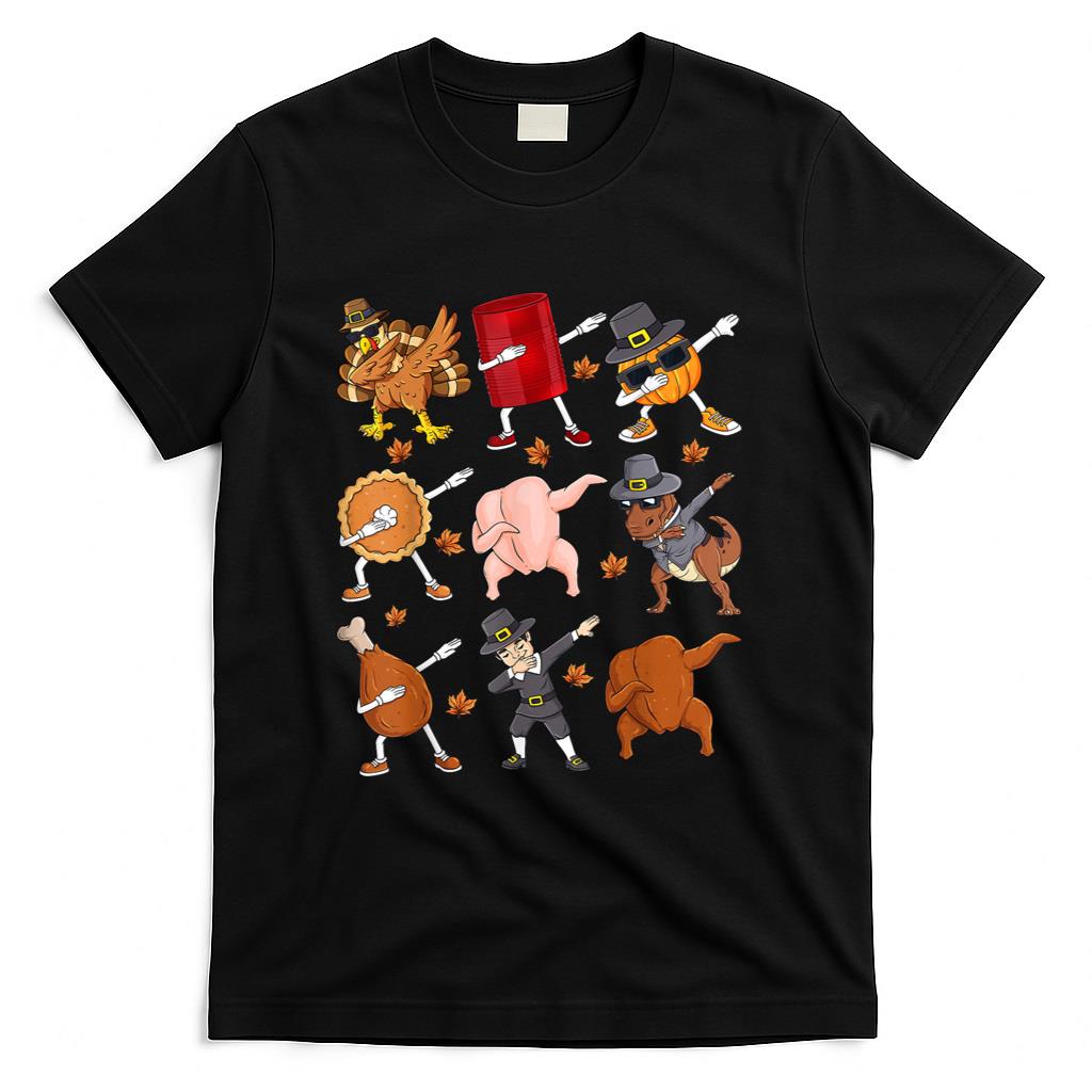 Dabbing Turkey T Rex Pilgrim Thanksgiving Boys Kid Funny Dab T-Shirt