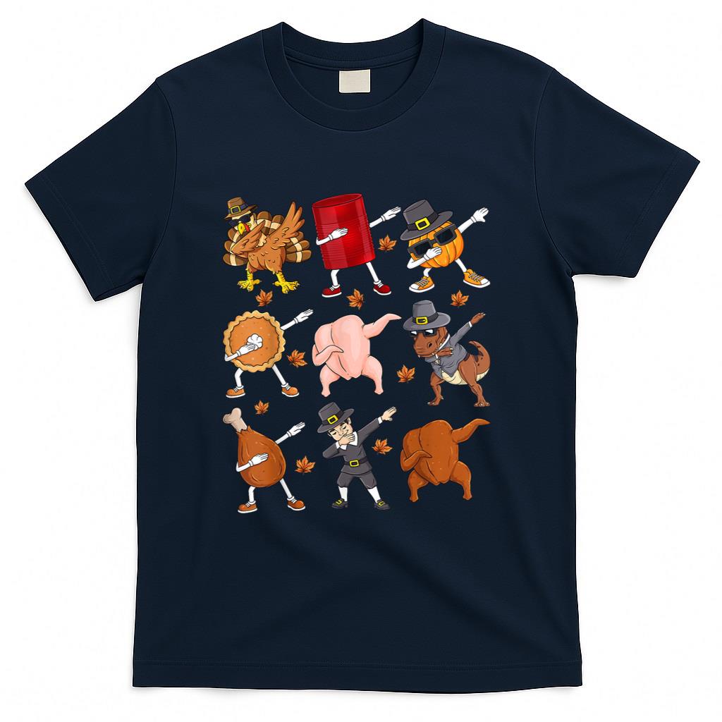 Dabbing Turkey T Rex Pilgrim Thanksgiving Boys Kid Funny Dab T-Shirt