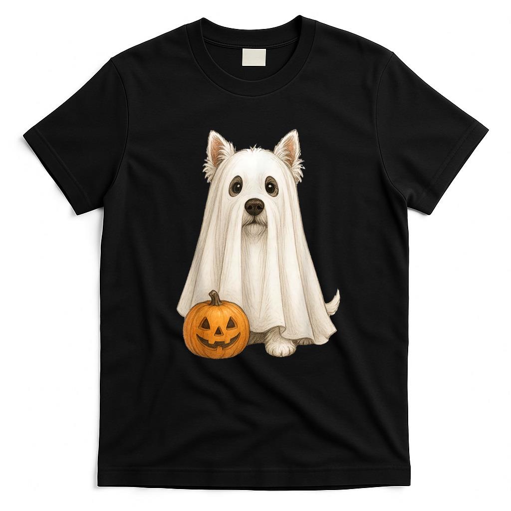 Pet Mom Halloween Shirt - Cute Westie Dog Ghost Pumpkin Halloween Pet Animal Lover T-Shirt
