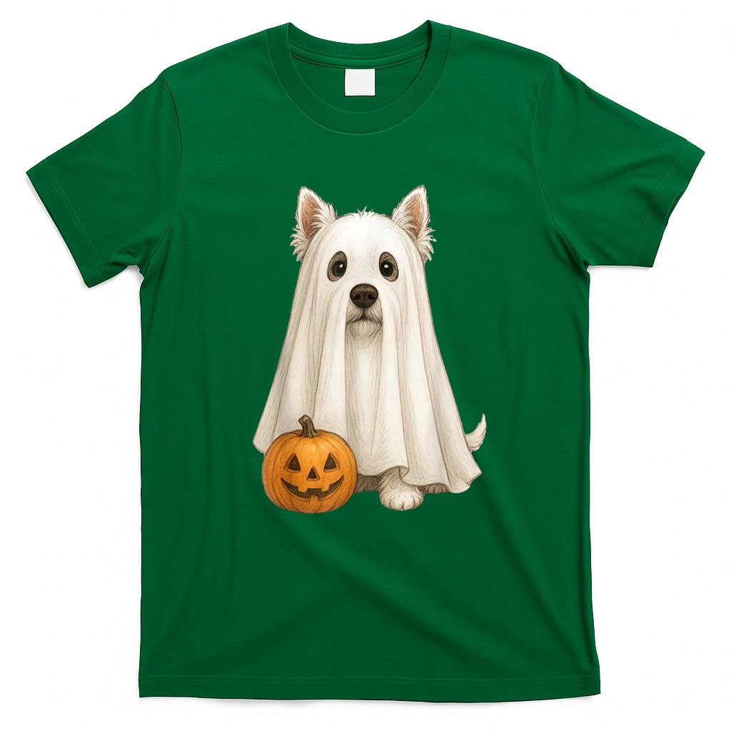 Pet Mom Halloween Shirt - Cute Westie Dog Ghost Pumpkin Halloween Pet Animal Lover T-Shirt