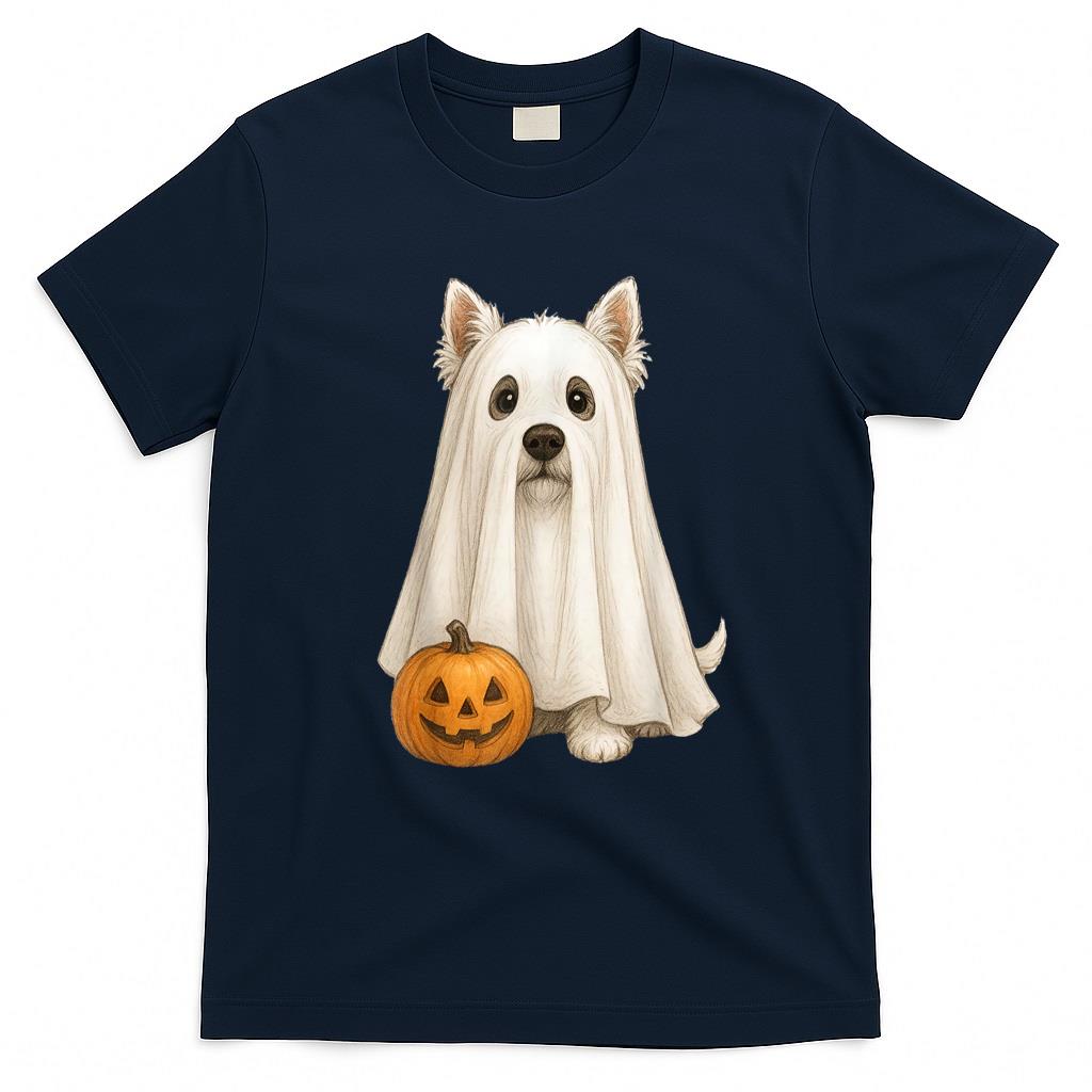 Pet Mom Halloween Shirt - Cute Westie Dog Ghost Pumpkin Halloween Pet Animal Lover T-Shirt