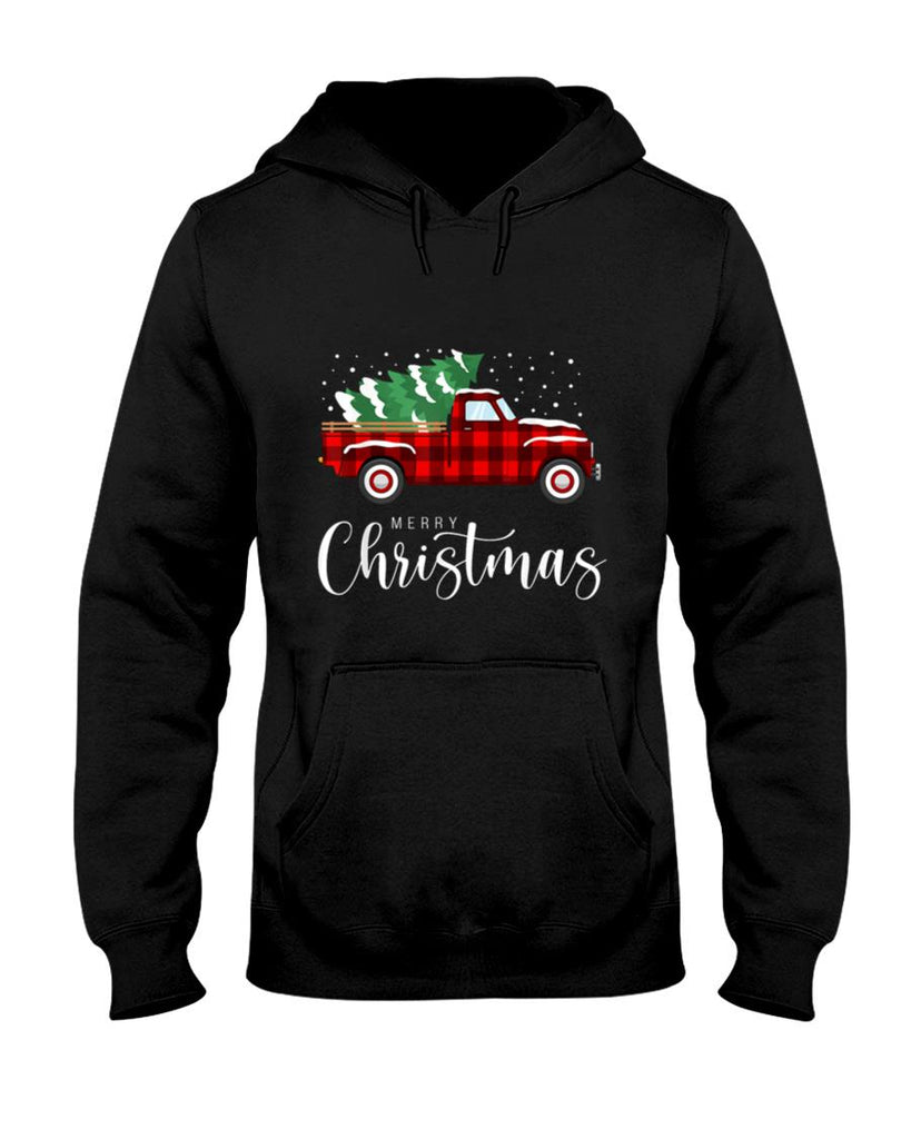 Merry Christmas Red Truck Buffalo Plaid Xmas Retro Vintage T-Shirt