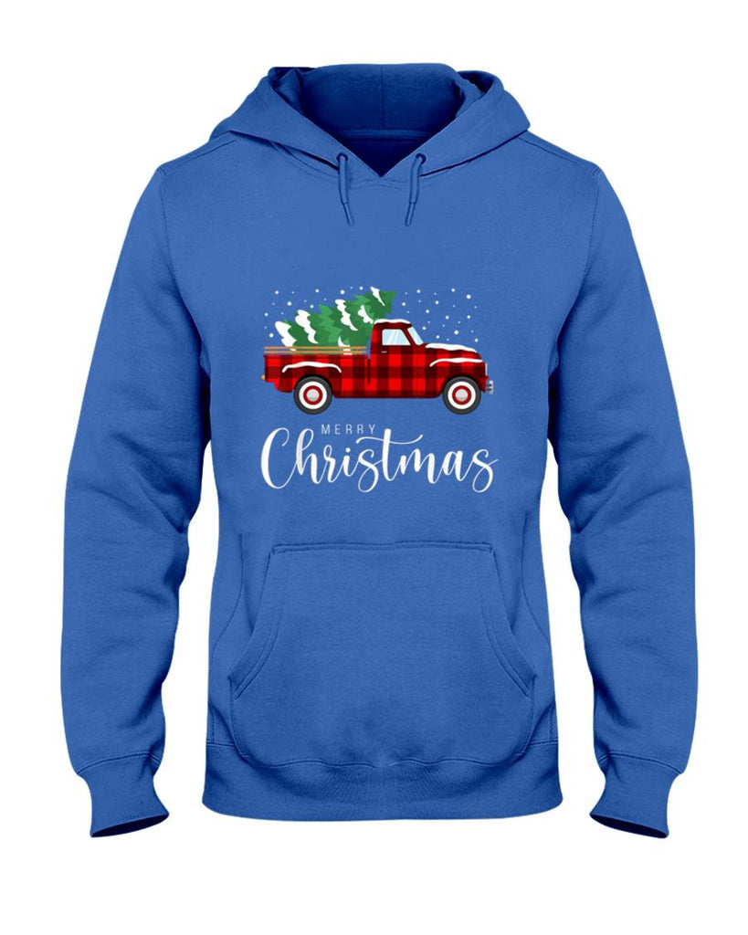 Merry Christmas Red Truck Buffalo Plaid Xmas Retro Vintage T-Shirt