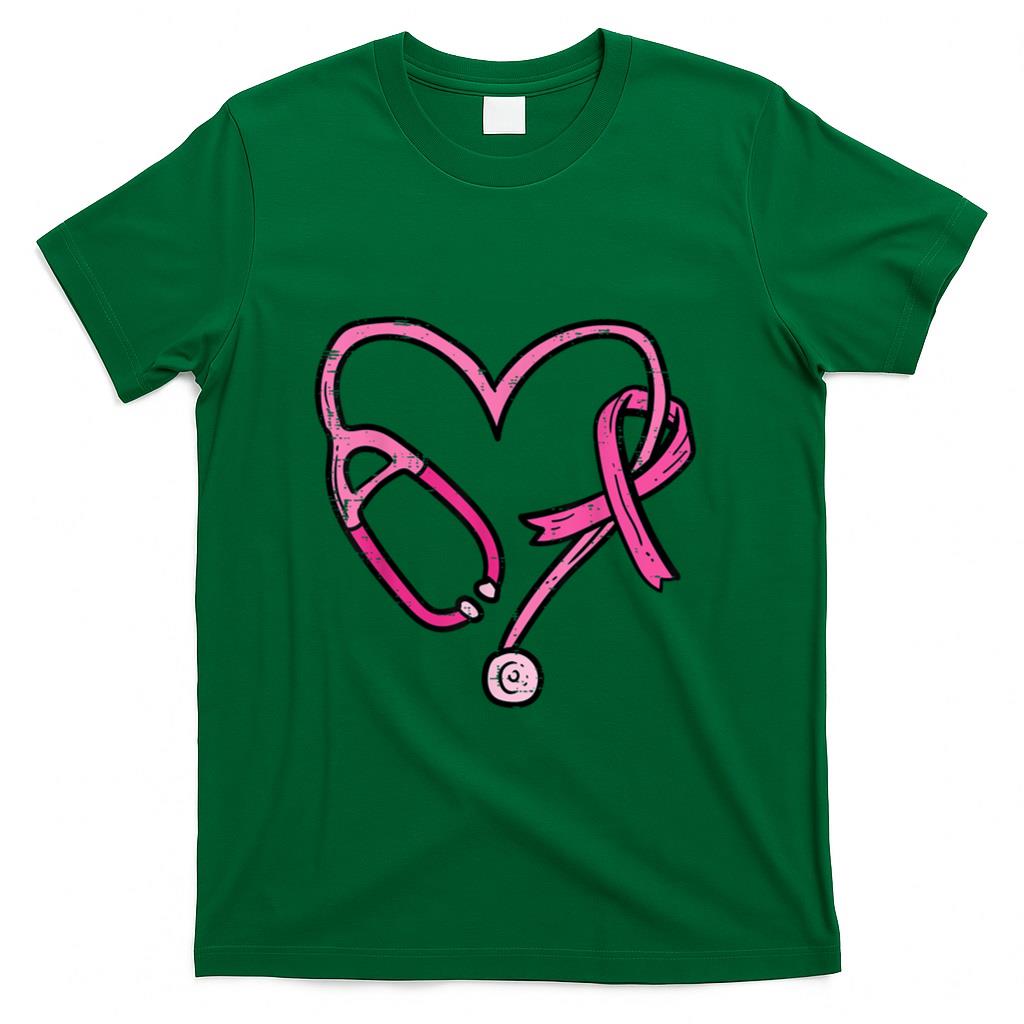 Pink Stethoscope Nurse Medical Breast Cancer Awareness Women T-Shirt