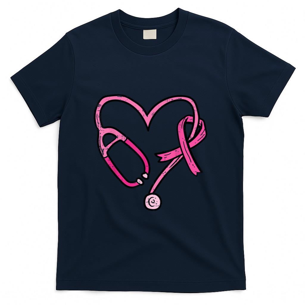 Pink Stethoscope Nurse Medical Breast Cancer Awareness Women T-Shirt