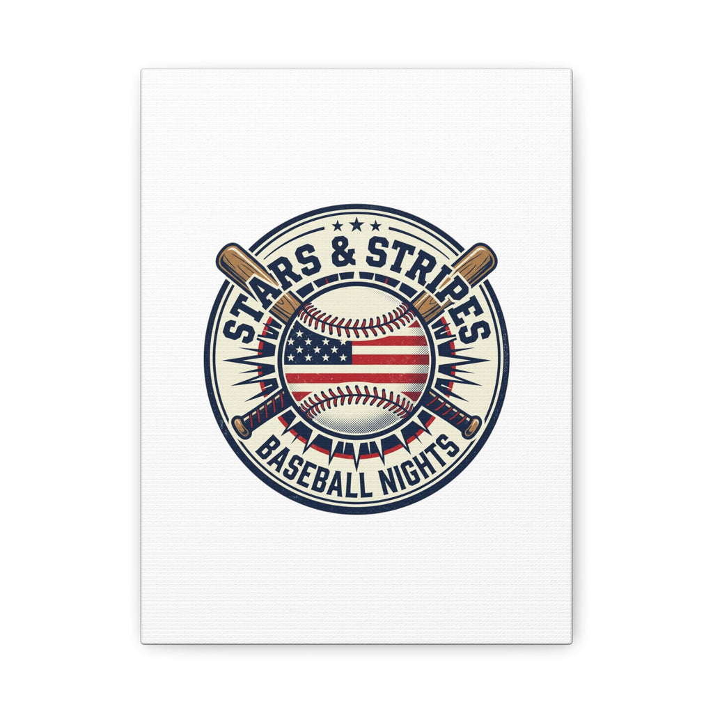 Stars & Stripes Baseball Nights Canvas | Patriotic Baseball Wall Art