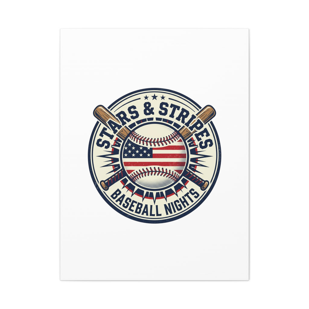 Stars & Stripes Baseball Nights Canvas | Patriotic Baseball Wall Art