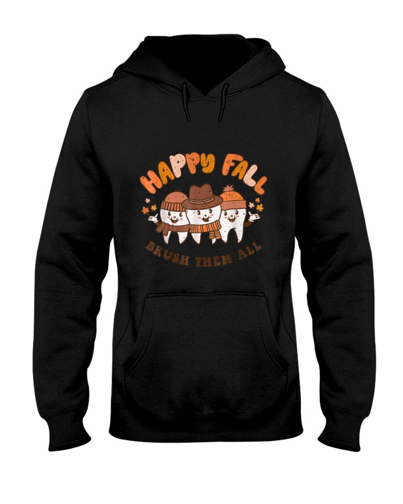 Happy Fall Brush Them All Dentist Teeth Thanksgiving Dental T-Shirt