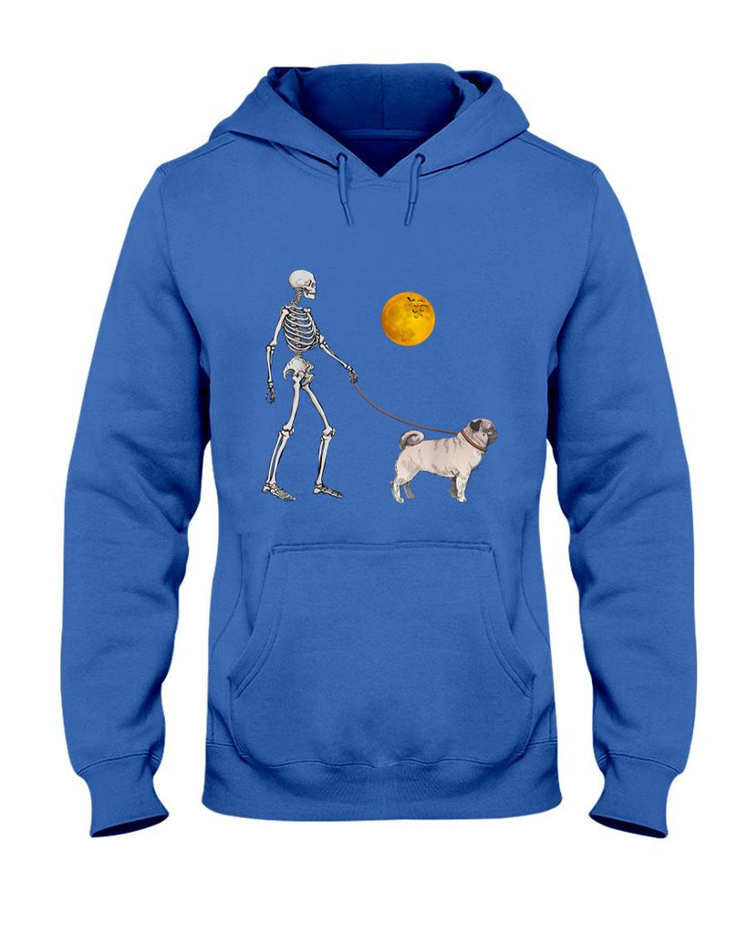 Pet Mom Halloween Shirt - Pug Skeleton Dog Walking Halloween Costume T-Shirt for Men Women Girls Kids