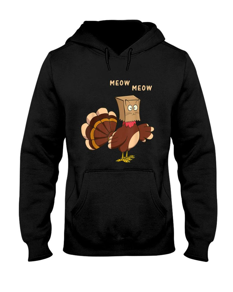 Thanksgiving Cat Funny Fake Cat Meow Thanksgiving Turkey Men Women Girls Kids T-Shirt