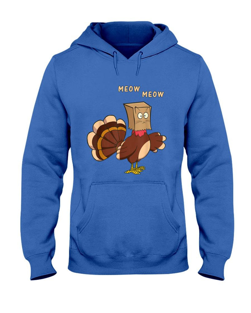Thanksgiving Cat Funny Fake Cat Meow Thanksgiving Turkey Men Women Girls Kids T-Shirt