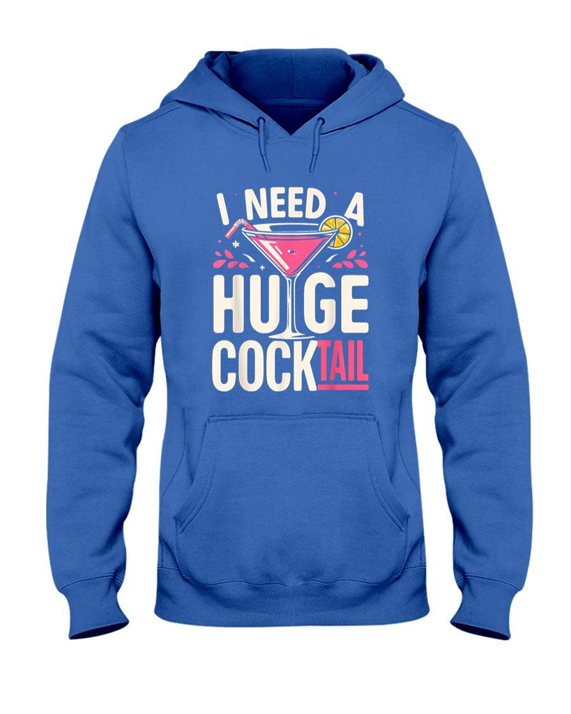 Funny Tees - I Need a Huge COCKtail Adult Joke Funny Drinking Quote T-Shirt