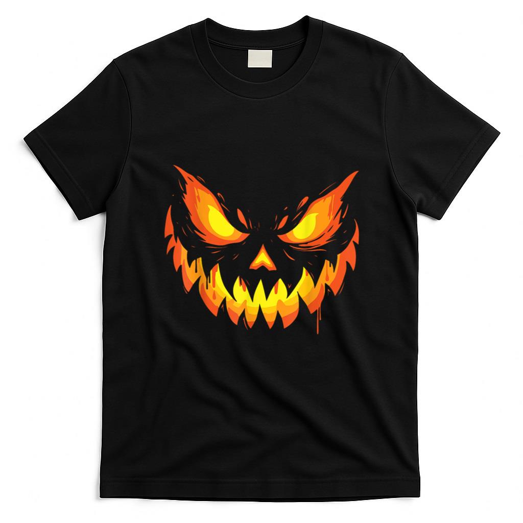Halloween Shirt - Jack O Lantern Scary Carved Pumpkin Face Halloween Boys Mens T-Shirt