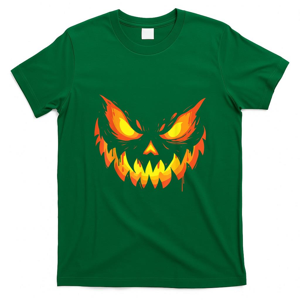 Halloween Shirt - Jack O Lantern Scary Carved Pumpkin Face Halloween Boys Mens T-Shirt
