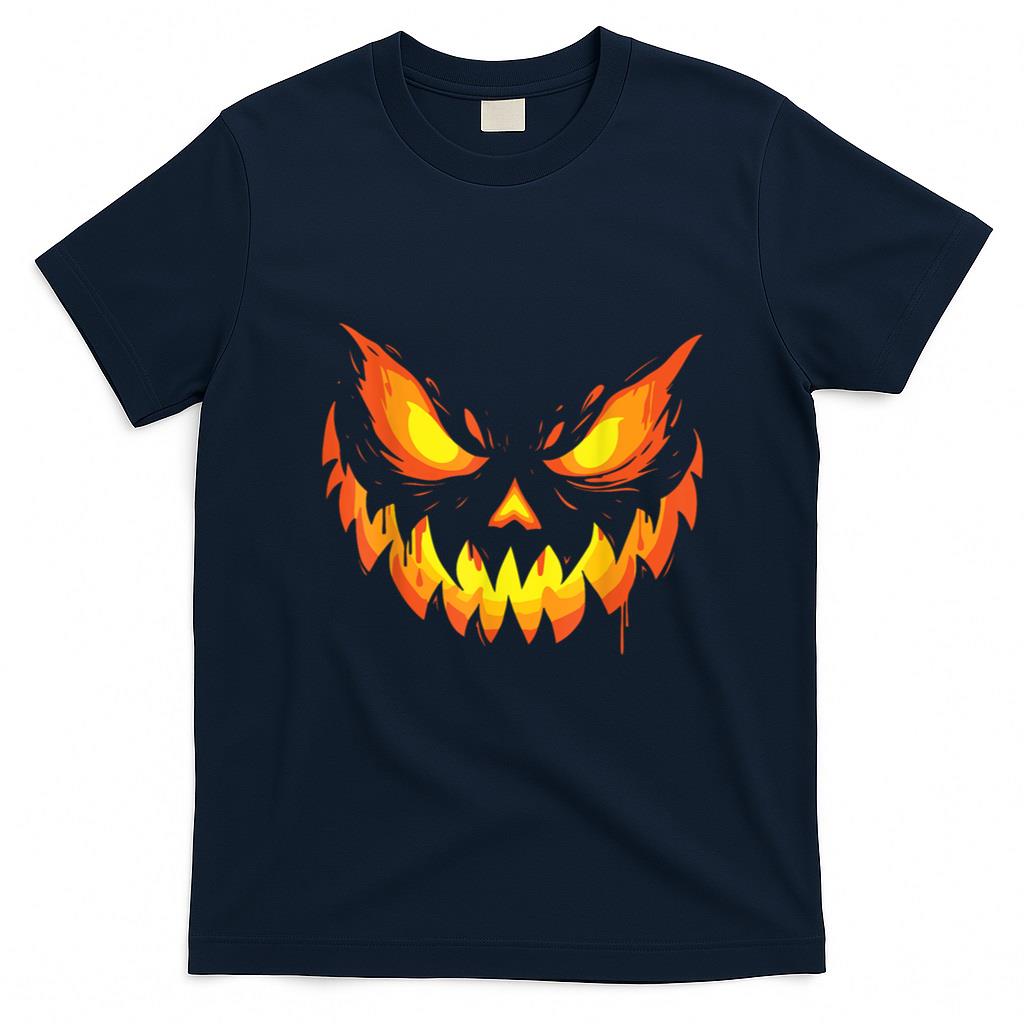 Halloween Shirt - Jack O Lantern Scary Carved Pumpkin Face Halloween Boys Mens T-Shirt