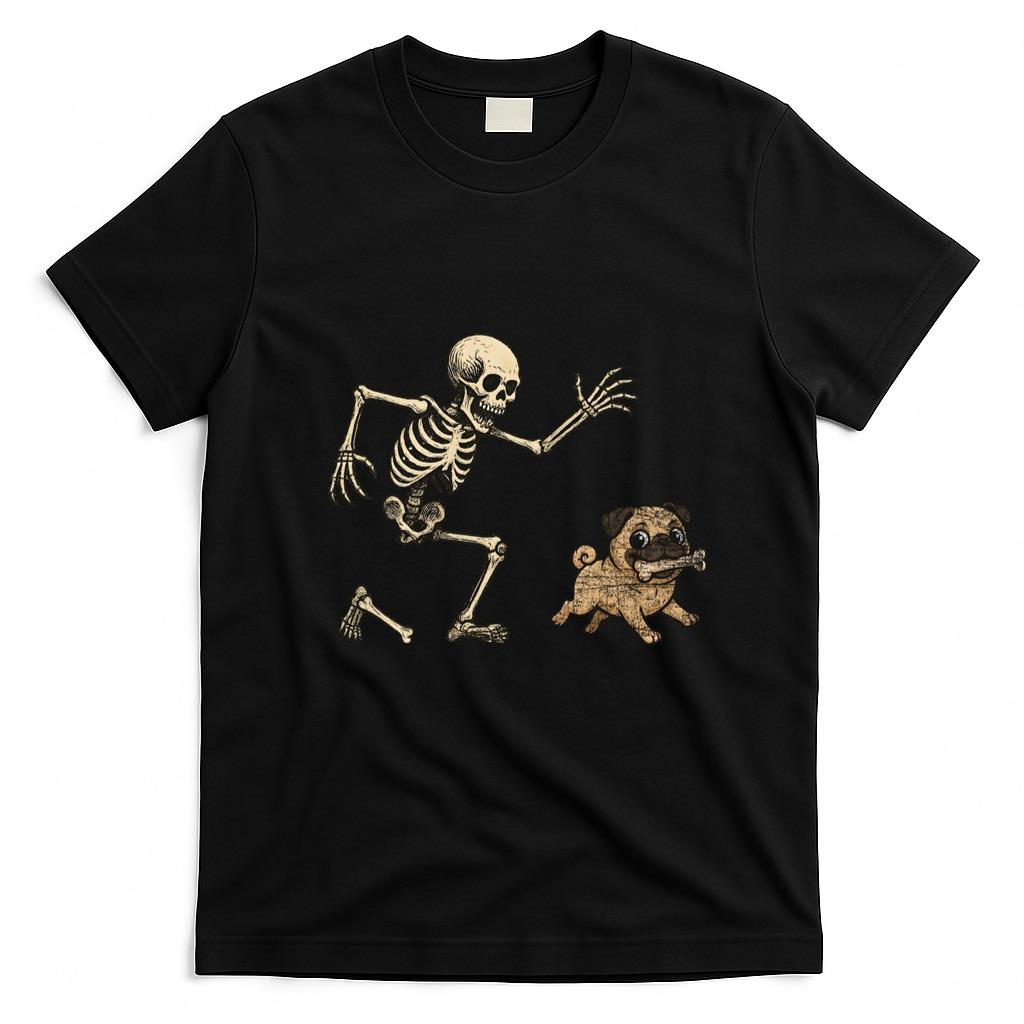 Pet Mom Halloween Shirt - Funny Skeleton Chasing Frenchie Halloween Dog Mom Pet Lover Long Sleeve T-Shirt