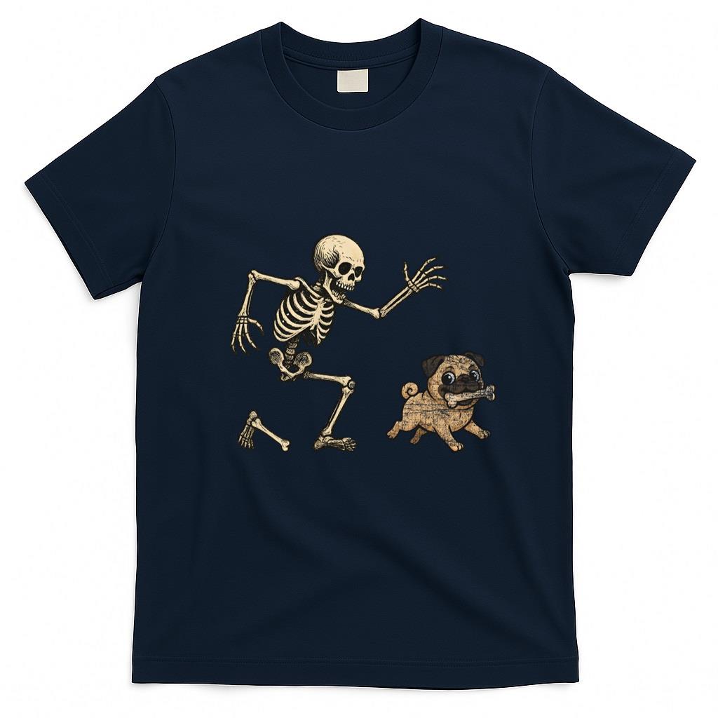 Pet Mom Halloween Shirt - Funny Skeleton Chasing Frenchie Halloween Dog Mom Pet Lover Long Sleeve T-Shirt