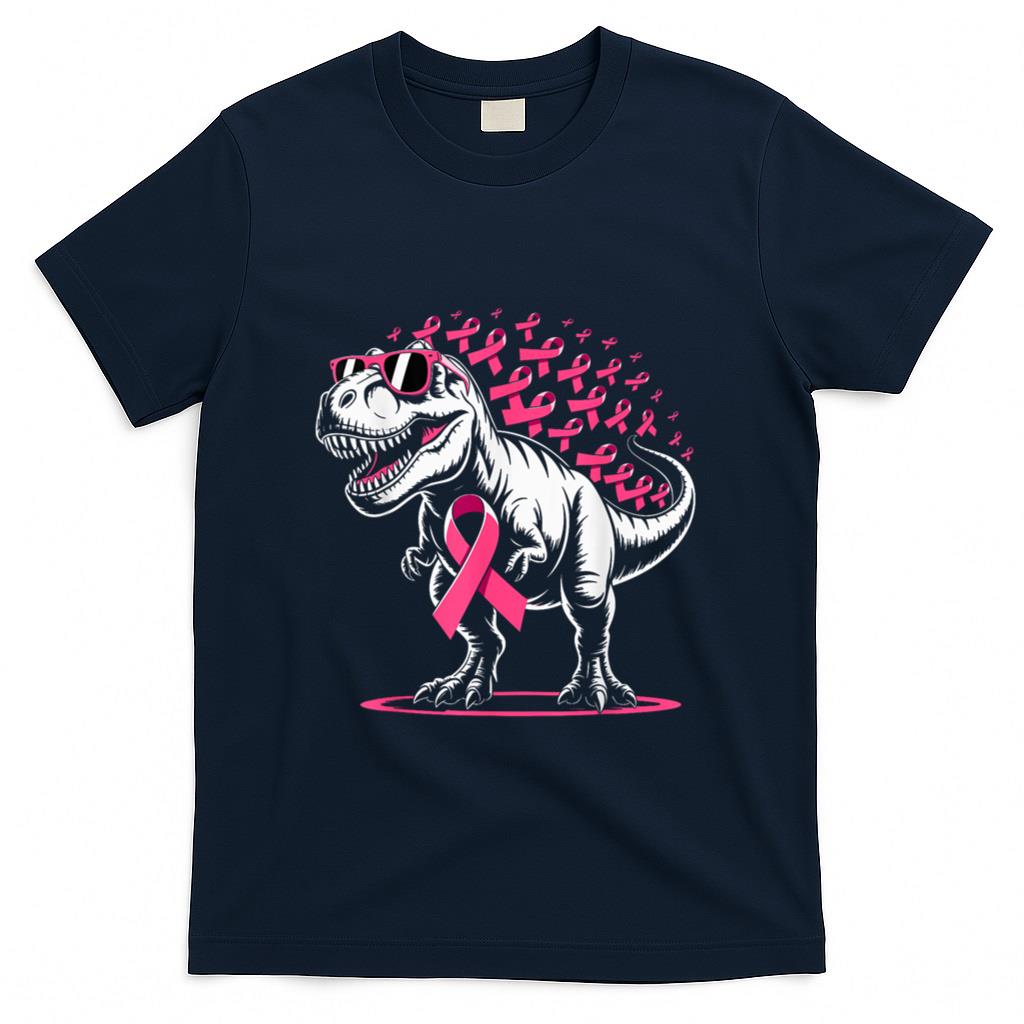 Pink Ribbon T Rex Kids Breast Cancer Awareness Boys Toddler T-Shirt
