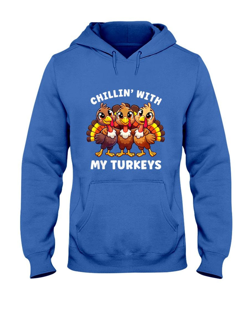 Thanksgiving Family Chillin With My Turkeys Funny T-Shirt