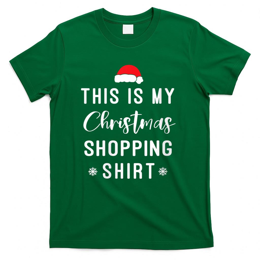Womens This is My Christmas Shopping Shirt For Mom Funny Christmas V-Neck T-Shirt
