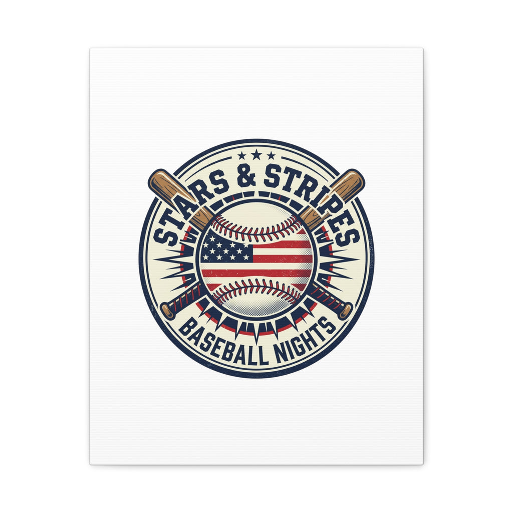 Stars & Stripes Baseball Nights Canvas | Patriotic Baseball Wall Art