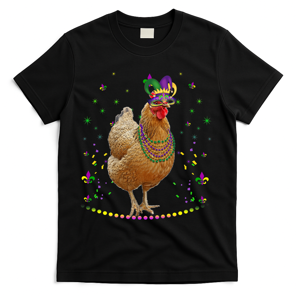 Funny Chicken Lover Cute Mardi Gras Carnival Jester Premium T-Shirt