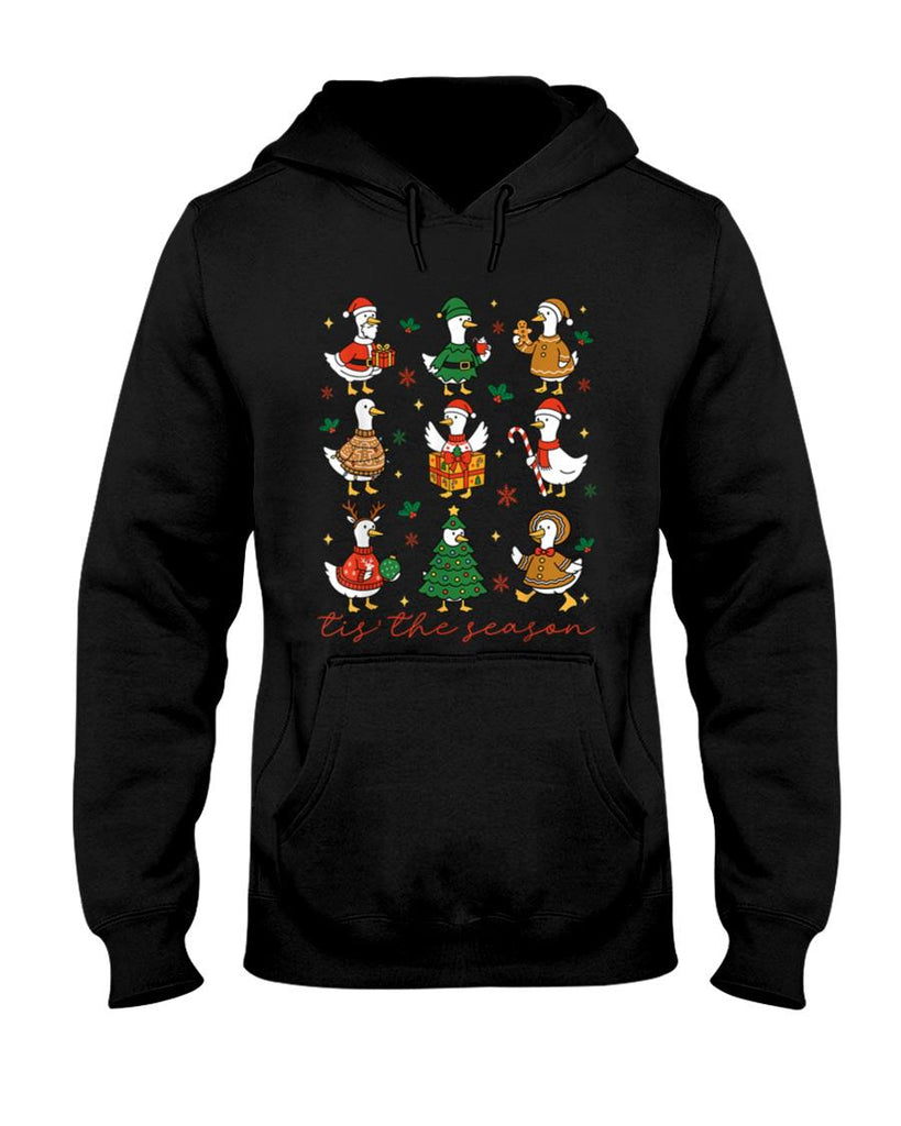 Retro Silly Goose Santa Cute Merry Christmas Tis The Season T-Shirt