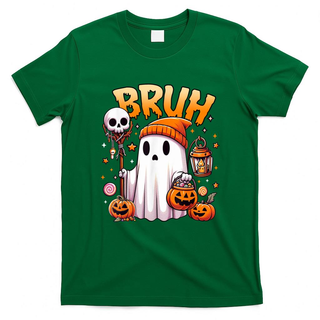 Halloween Shirt - Bruh Ghost Halloween Cute Ghost Trick Or Treat Candy Kids T-Shirt