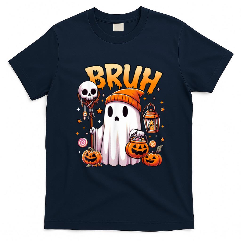 Halloween Shirt - Bruh Ghost Halloween Cute Ghost Trick Or Treat Candy Kids T-Shirt