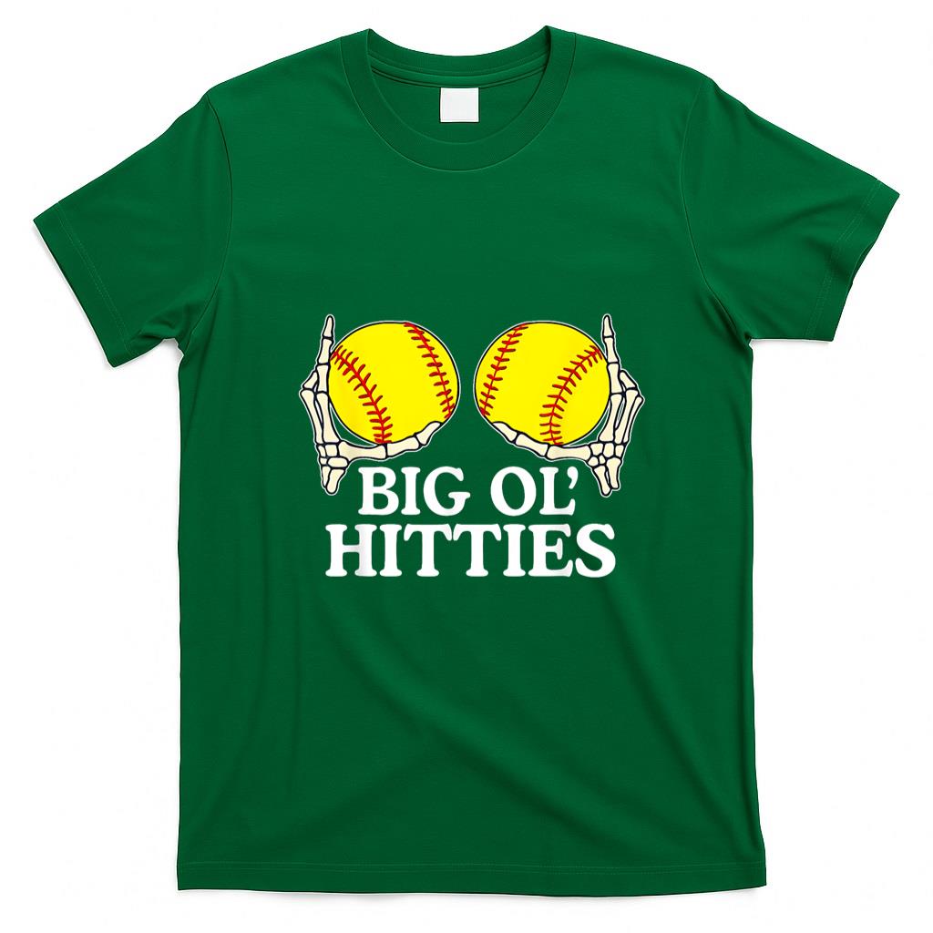 Pet Mom Halloween Shirt - Big Ol’ Hitties Softball, Funny Skeleton Hands Softball T-Shirt