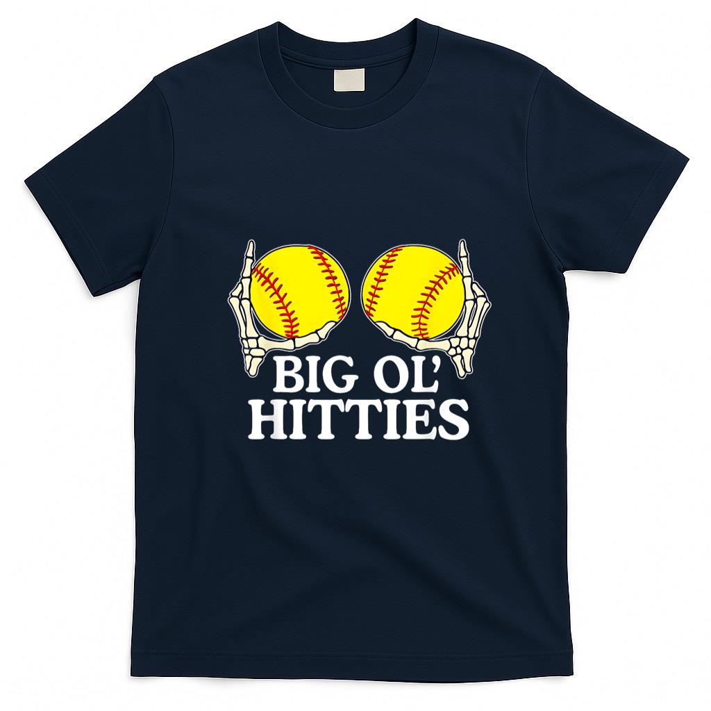 Pet Mom Halloween Shirt - Big Ol’ Hitties Softball, Funny Skeleton Hands Softball T-Shirt