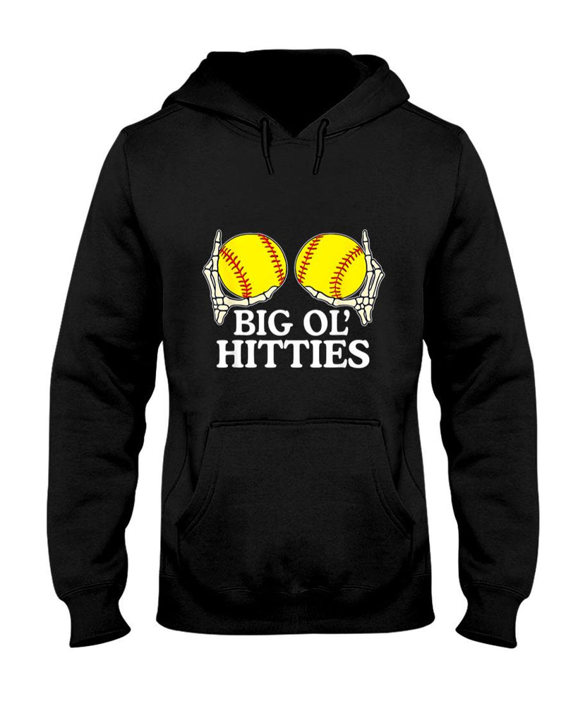 Pet Mom Halloween Shirt - Big Ol’ Hitties Softball, Funny Skeleton Hands Softball T-Shirt