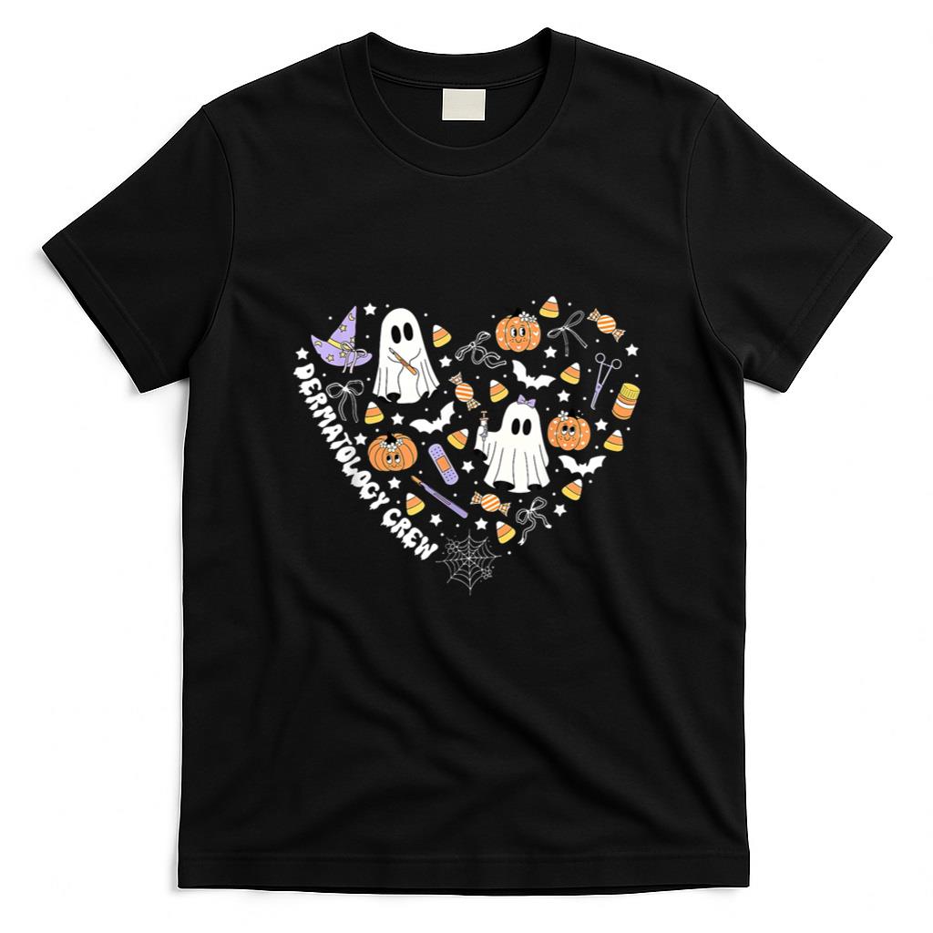 Halloween Shirt - Halloween Dermatology Crew Ghost Pumpkin Heart Dermatologist T-Shirt