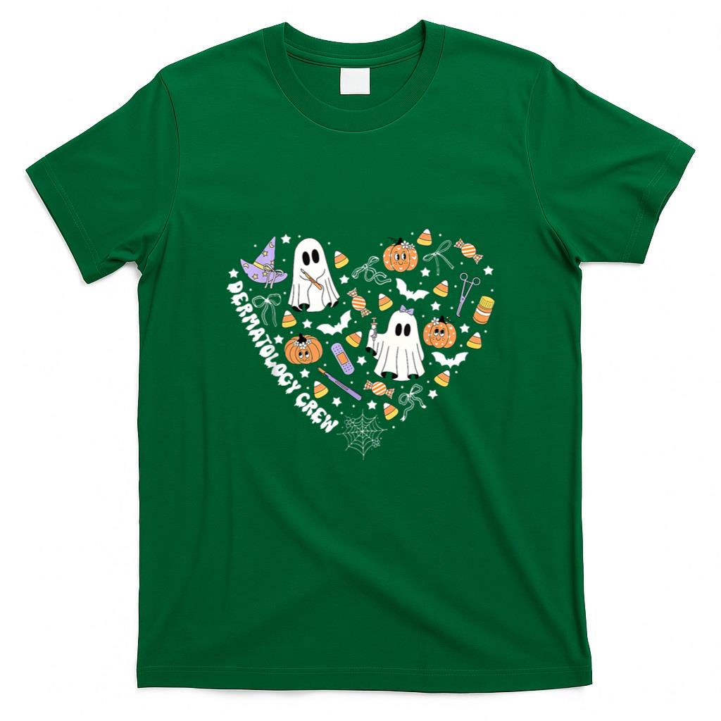 Halloween Shirt - Halloween Dermatology Crew Ghost Pumpkin Heart Dermatologist T-Shirt