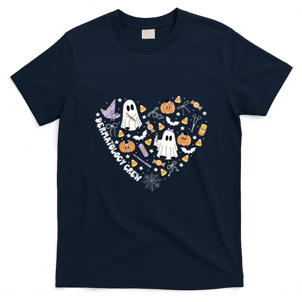 Halloween Shirt - Halloween Dermatology Crew Ghost Pumpkin Heart Dermatologist T-Shirt