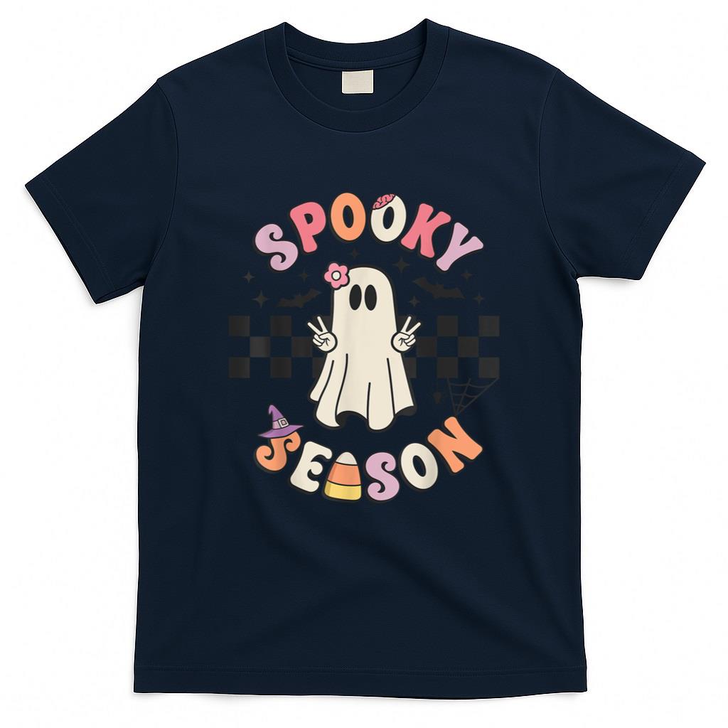 Halloween Shirt - Spooky Season Retro Happy Halloween Ghost Women Toddler Girl T-Shirt