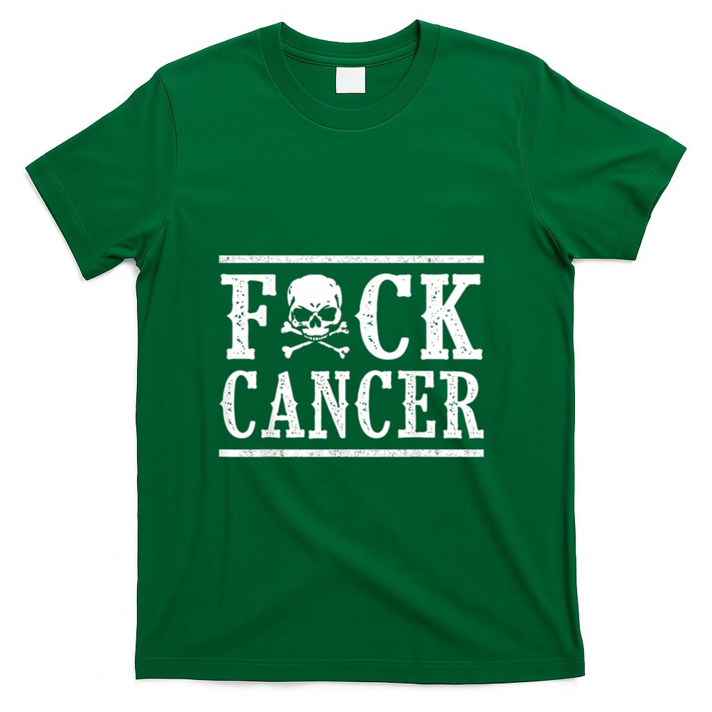 Fuck Cancer Skull and Crossbones Skeleton Breast Cancer T-Shirt