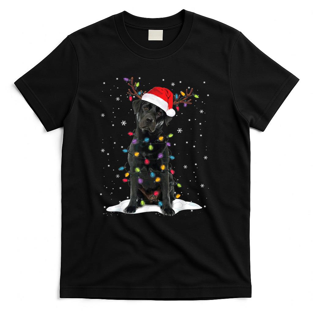 Black Lab Labrador Christmas Tree Light Pajama Dog Xmas T-Shirt