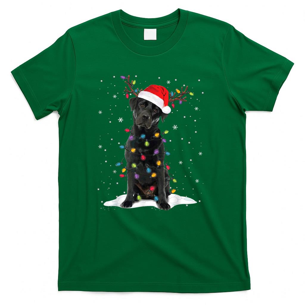Black Lab Labrador Christmas Tree Light Pajama Dog Xmas T-Shirt