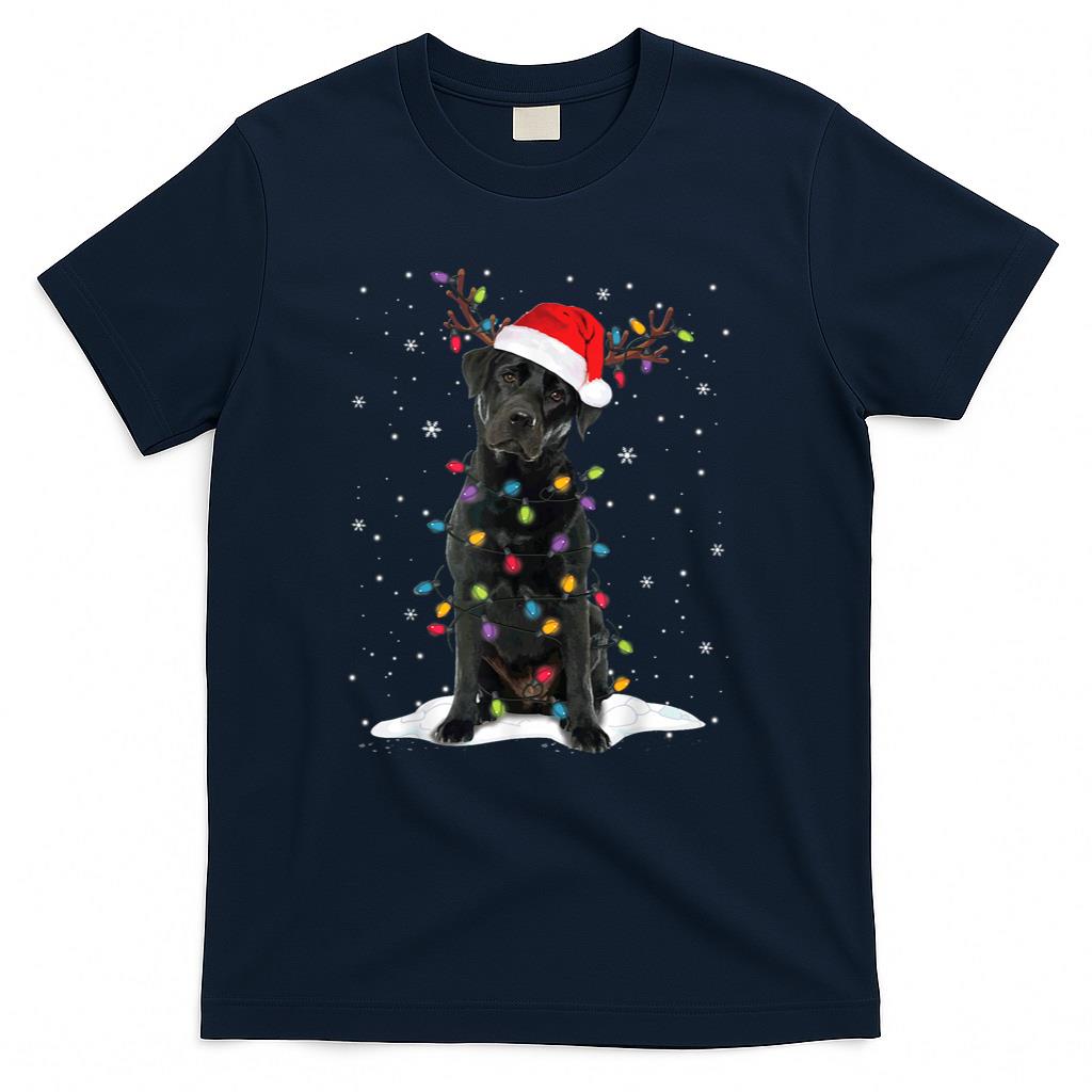 Black Lab Labrador Christmas Tree Light Pajama Dog Xmas T-Shirt