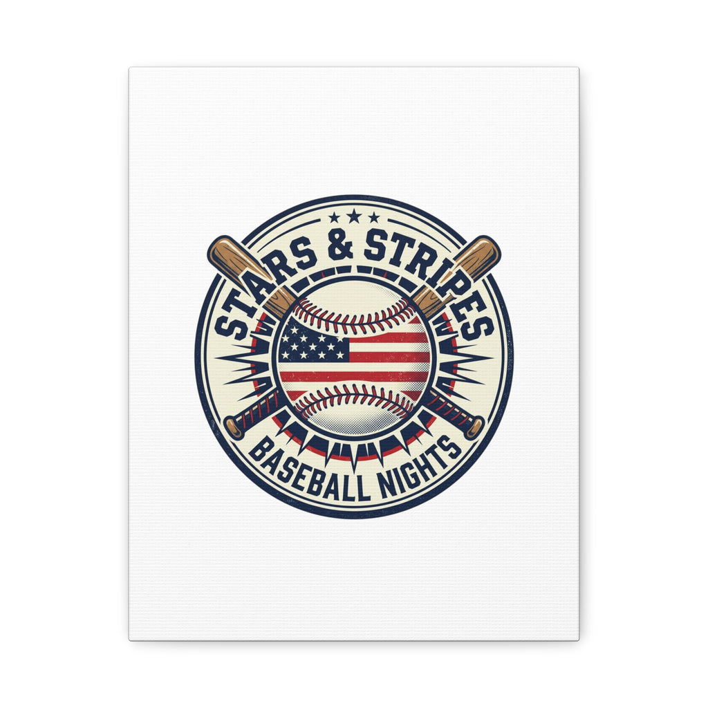 Stars & Stripes Baseball Nights Canvas | Patriotic Baseball Wall Art