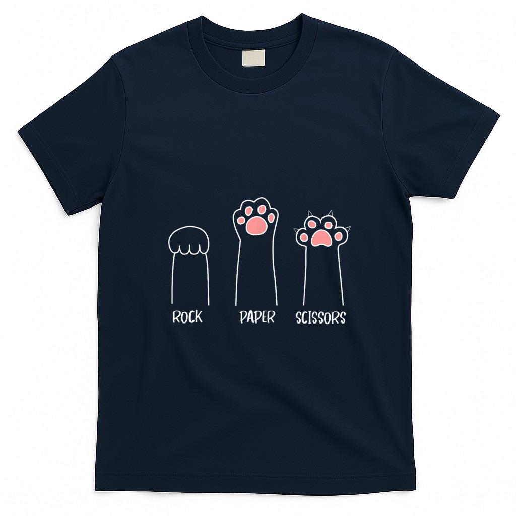 Funny Tees - Introvert Cat Animal Rescue Pet Lover Apparel Rock Paper Scissors Hand Game Cute Paw Funny Cat T-Shi