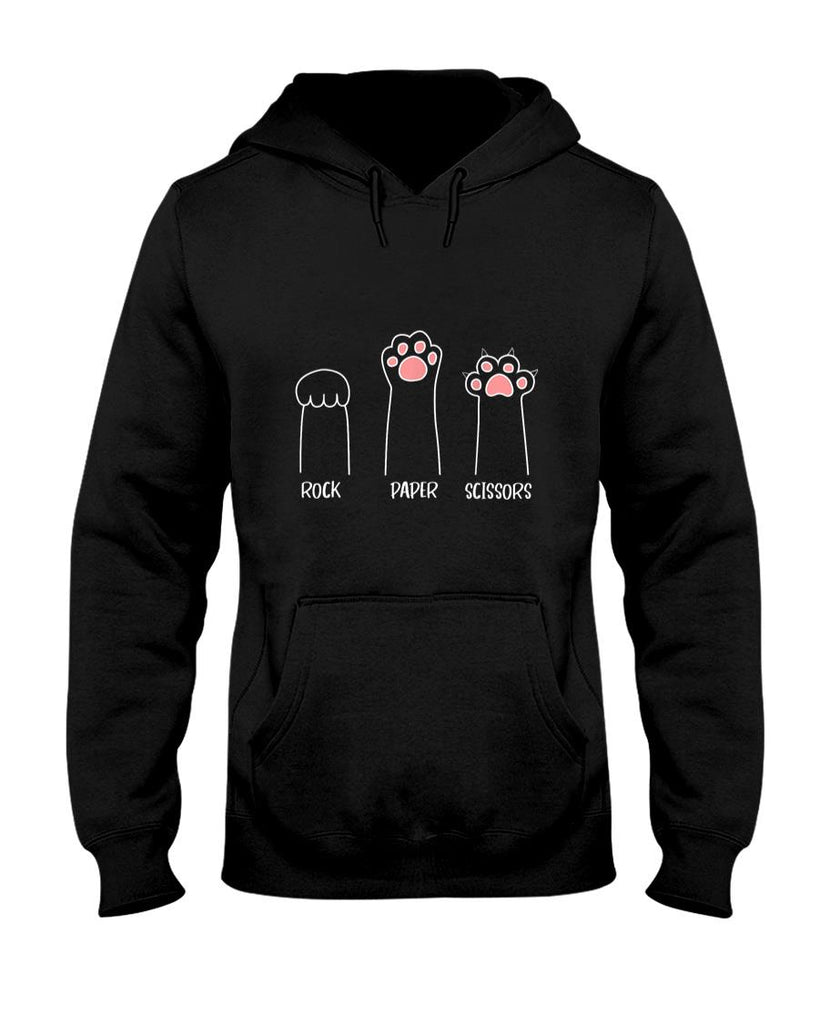 Funny Tees - Introvert Cat Animal Rescue Pet Lover Apparel Rock Paper Scissors Hand Game Cute Paw Funny Cat T-Shi