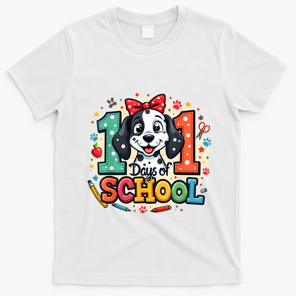 101 Days Of School 100 Days Of School Funny Cute Dogs T-Shirt - White