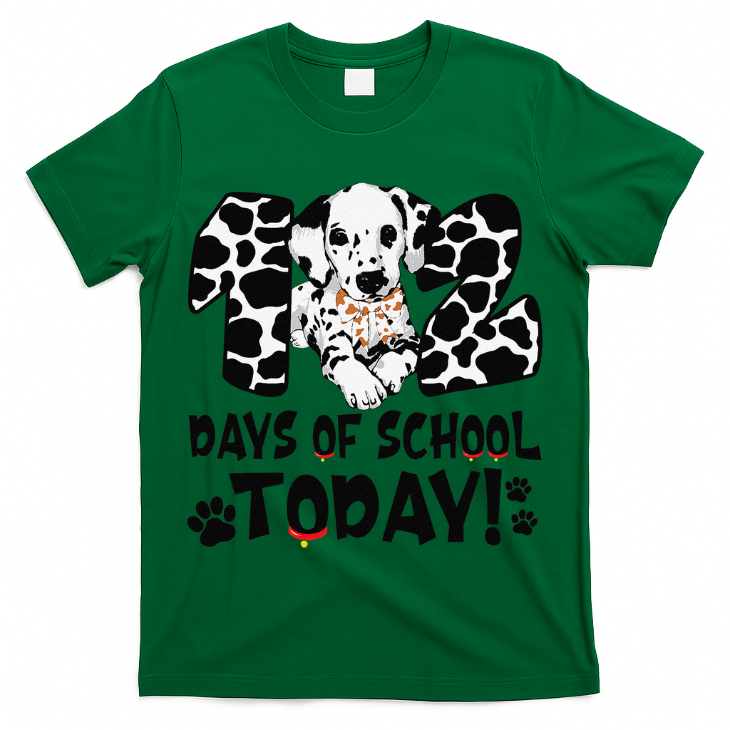 102 Days Of School Today Dalmatian Dog Funny 100th Day T-Shirt