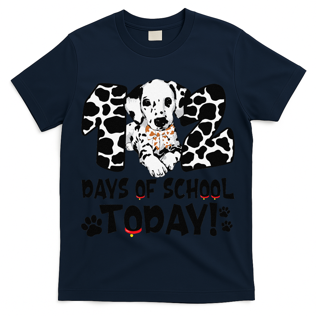 102 Days Of School Today Dalmatian Dog Funny 100th Day T-Shirt